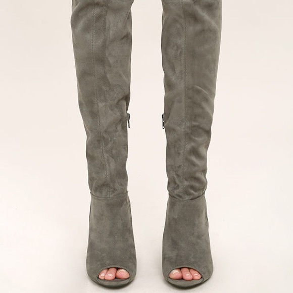 Over the knee suede peep toe boots! - Picture 2 of 3